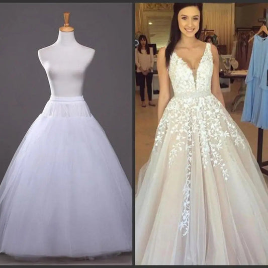 White bridal petticoat with layered tulle skirt and soft gathered waist