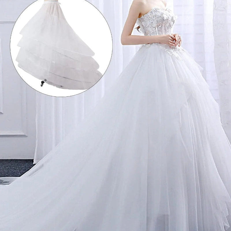 White tiered tulle petticoat with elastic waistband and layered ruffles