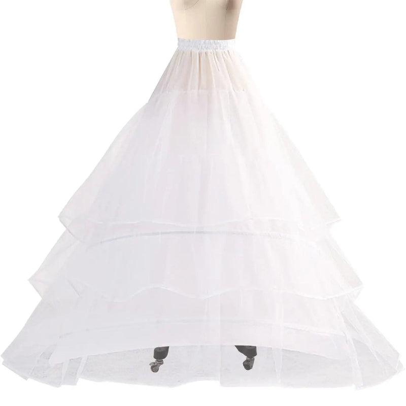 White tulle wedding petticoat with elastic waistband and wide layered hem